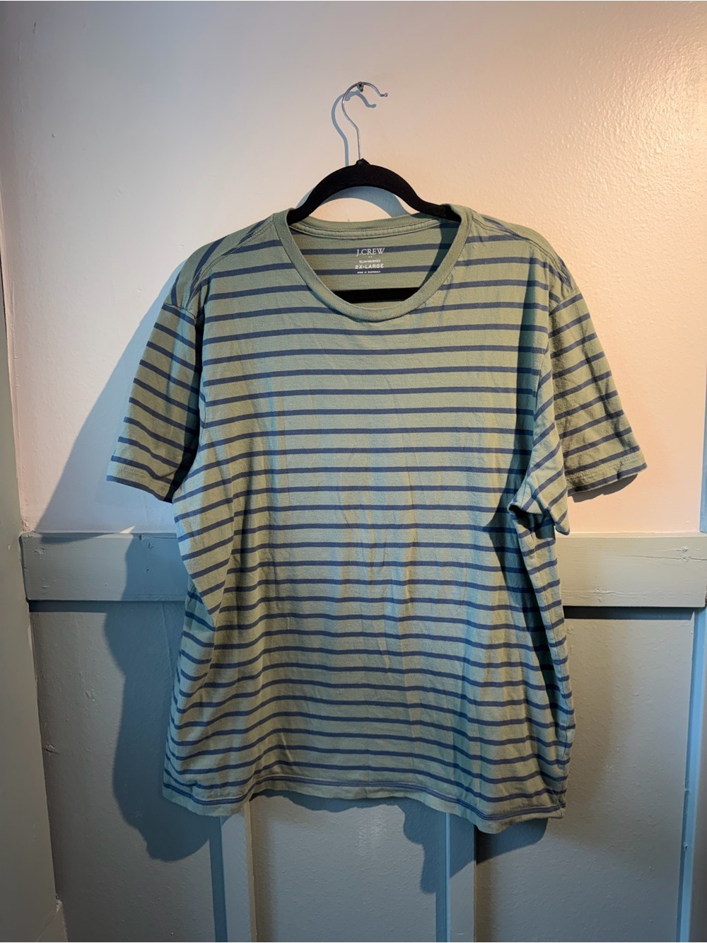 J. Crew Short-Sleeve Crewneck Tee in Olive and Navy Stripes